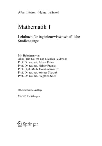 Mathematik 2 Lehrbuch Fur Ingenieurwissenschaftliche Studiengange