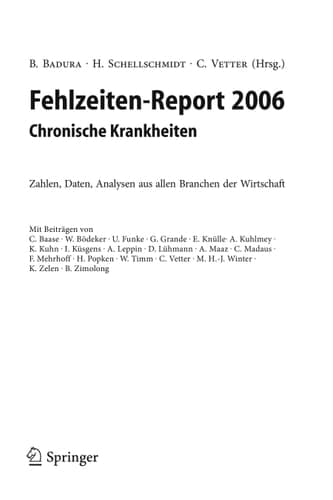 Fehlzeiten-Report 2006 Chronische Krankheiten