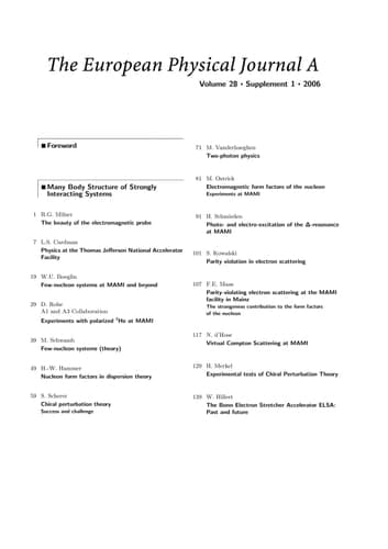 Many Body Structure of Strongly Interacting Systems Refereed and Selected Contributions from the Symposium "20 Years of Physics at the Mainz Microtron MAMI"