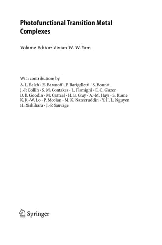 Photofunctional Transition Metal Complexes (Structure and Bonding, 123)