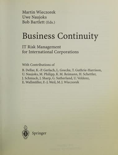 Business Continuity It Risk Management for International Corporations
