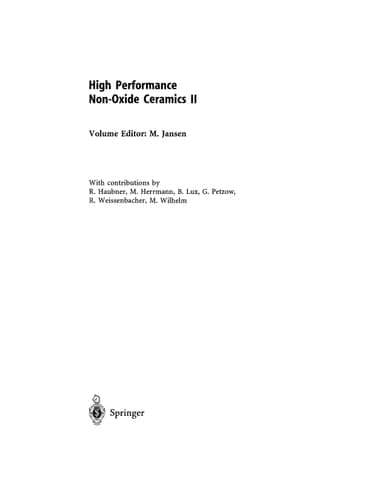 High Performance Non-Oxide Ceramics I