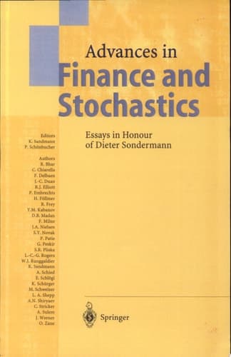 Advances in Finance and Stochastics Essays in Honour of Dieter Sondermann