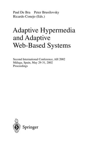 Adaptive Hypermedia and Adaptive Web-Based Systems