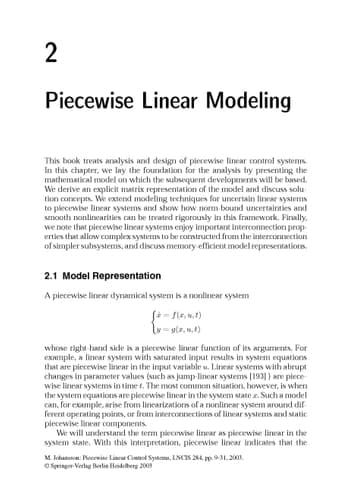 Piecewise Linear Control Systems A Computational Approach