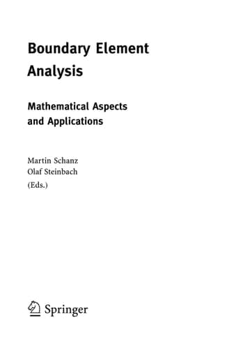 Boundary Element Analysis Mathematical Aspects and Applications