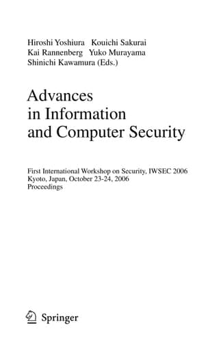 Advances in Information and Computer Security First International Workshop on Security, IWSEC 2006, Kyoto, Japan, October 23-24, 2006, Proceedings