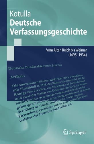 Deutsche Verfassungsgeschichte Vom Alten Reich bis Weimar (1495 bis 1934)