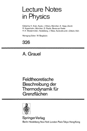 Feldtheoretische Beschreibung der Thermodynamik für Grenzflächen (Lecture Notes in Physics) (German Edition)