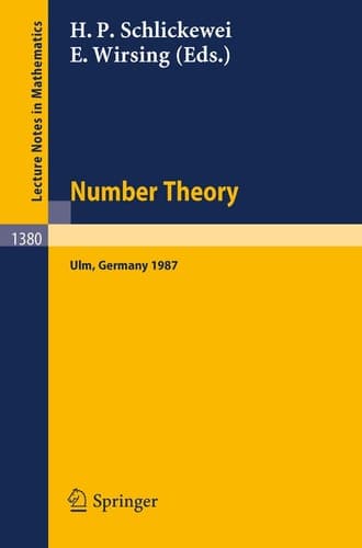 Number Theory Proceedings of the Journees Arithmetiques held in Ulm, FRG, September 14-18, 1987