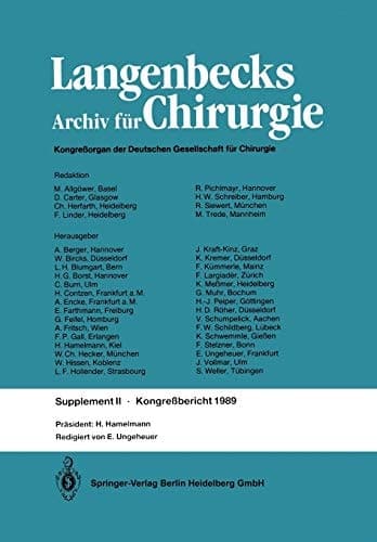 Verhandlungen der Deutschen Gesellschaft für Chirurgie 106. Tagung vom 29. März bis 1. April 1989