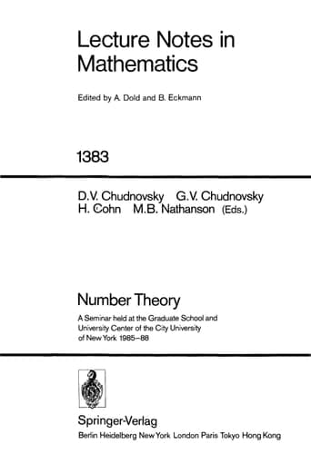 Number Theory A Seminar held at the Graduate School and University Center of the City University of New York 1985-88