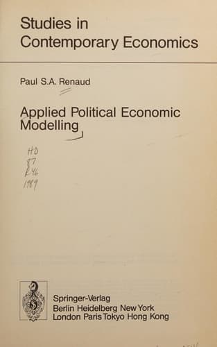 Applied Political Economic Modelling (Studies in Contemporary Economics)