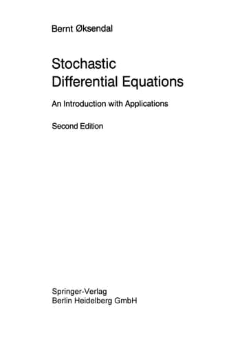 Stochastic Differential Equations. An Introduction With Applications.