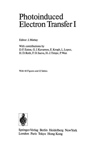 Photoinduced Electron Transfer I (Topics in Current Chemistry, 156)