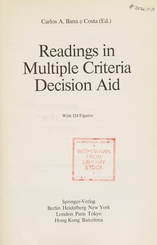 Readings in Multiple Criteria Decision Aid
