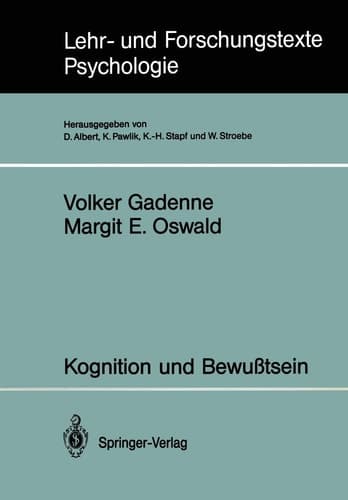 Kognition und Bewußtsein (Lehr- und Forschungstexte Psychologie, 40) (German Edition)