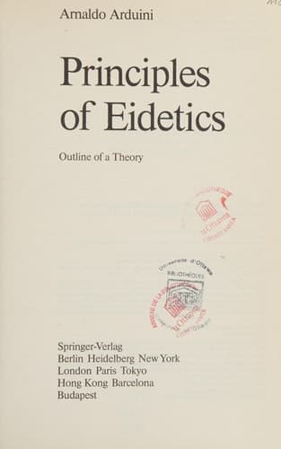 Principles of Eidetics Outline of a Theory
