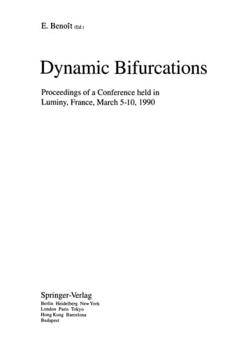 Dynamic Bifurcations Proceedings of a Conference held in Luminy, France, March 5-10, 1990