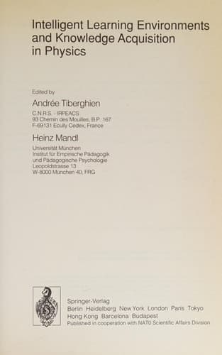 Intelligent Learning Environments and Knowledge Acquisition in Physics (Nato ASI Subseries F:)