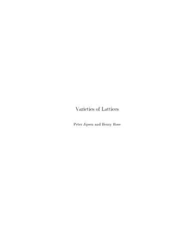 Varieties of Lattices