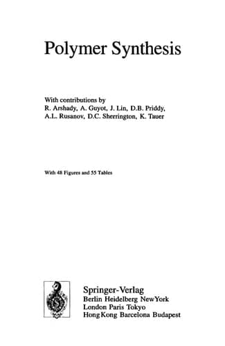 Polymer Synthesis (Advances in Polymer Science, 111)
