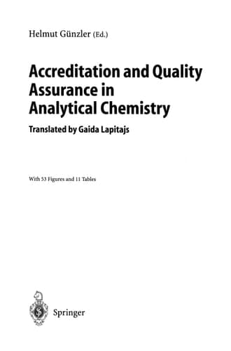 Accreditation and Quality Assurance in Analytical Chemistry