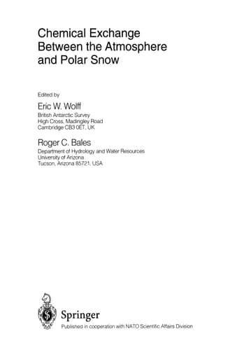 Chemical Exchange Between the Atmosphere and Polar Snow (Nato ASI Subseries I:)