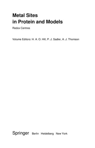Metal Sites in Proteins and Models Redox Centres