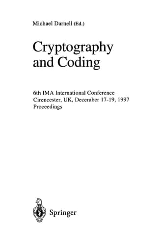 Cryptography and Coding 6th IMA International Conference, Cirencester, UK, December 17-19, 1997, Proceedings