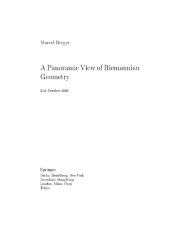 A Panoramic View of Riemannian Geometry