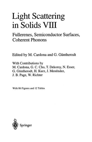Light Scattering in Solids VIII Fullerenes, Semiconductor Surfaces, Coherent Phonons