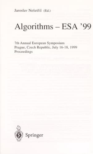 Algorithms - ESA'99 7th Annual European Symposium, Prague, Czech Republic, July 16-18, 1999 Proceedings