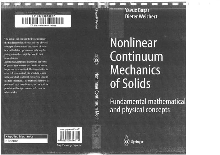 Nonlinear Continuum Mechanics of Solids Fundamental Mathematical and Physical Concepts