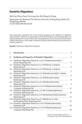 Dendrimers III Design, Dimension, Function