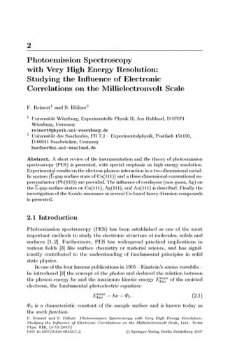 Very High Resolution Photoelectron Spectroscopy