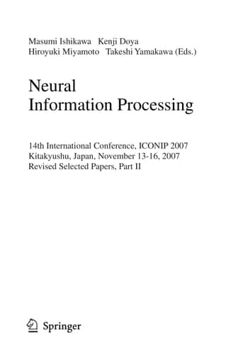 Neural Information Processing 14th International Confernce, ICONIP 2007, Kitakyushu, Japan, November 13-16, 2007, Revised Selected Papers