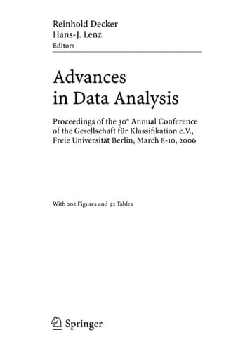 Advances in Data Analysis Proceedings of the 30th Annual Conference of the Gesellschaft für Klassifikation e.V., Freie Universität Berlin, March 8-10, 2006