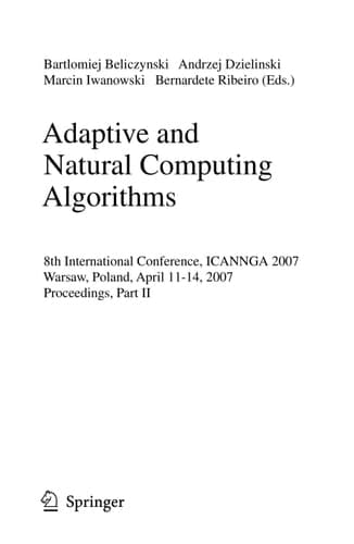 Adaptive and natural computing algorithms 8th international conference ; proceedings