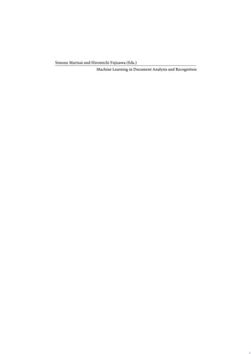 Machine Learning in Document Analysis and Recognition
