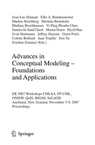 Advances in Conceptual Modeling - Foundations and Applications ER 2007 Workshops CMLSA, FP-UML, ONISW, QoIS, RIGiM, SeCoGIS, Auckland, New Zealand, November 5-9, 2007, Proceedings