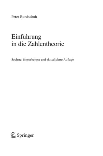 Einführung in die Zahlentheorie