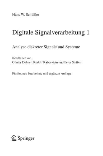 Digitale Signalverarbeitung 1 Analyse diskreter Signale und Systeme