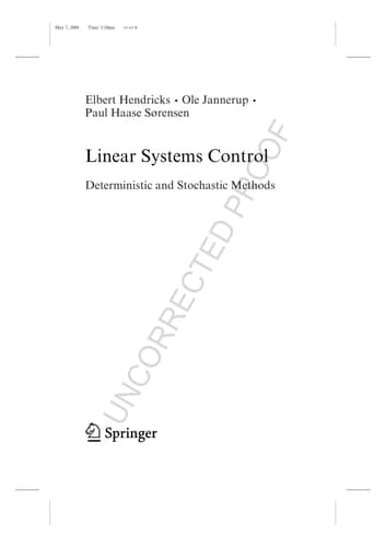 Linear Systems Control Deterministic and Stochastic Methods