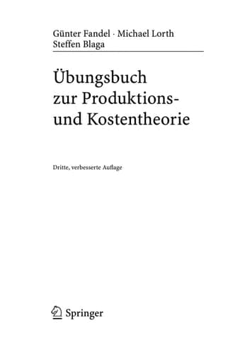 Übungsbuch zur Produktions- und Kostentheorie