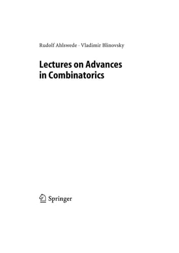 Lectures on Advances in Combinatorics
