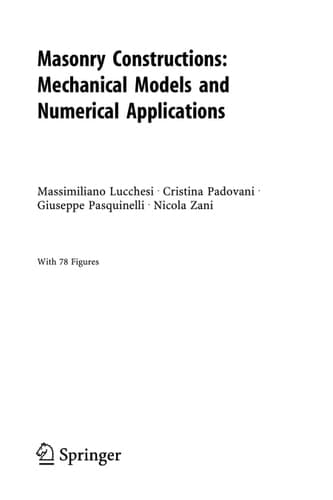 Masonry Constructions: Mechanical Models and Numerical Applications