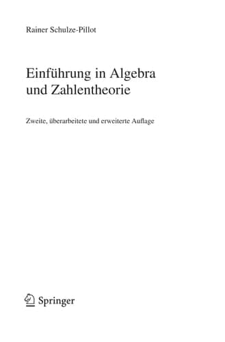 Einführung in Algebra und Zahlentheorie