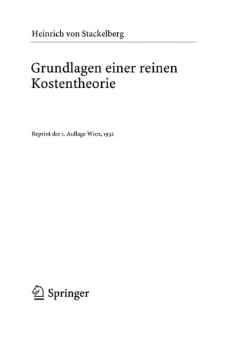 Grundlagen einer reinen Kostentheorie