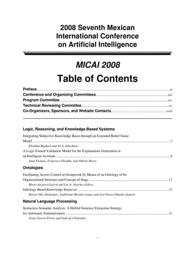MICAI 2008: Advances in Artificial Intelligence 7th Mexican International Conference on Artificial Intelligence, Atizapán de Zaragoza, Mexico, October 27-31, 2008 Proceedings